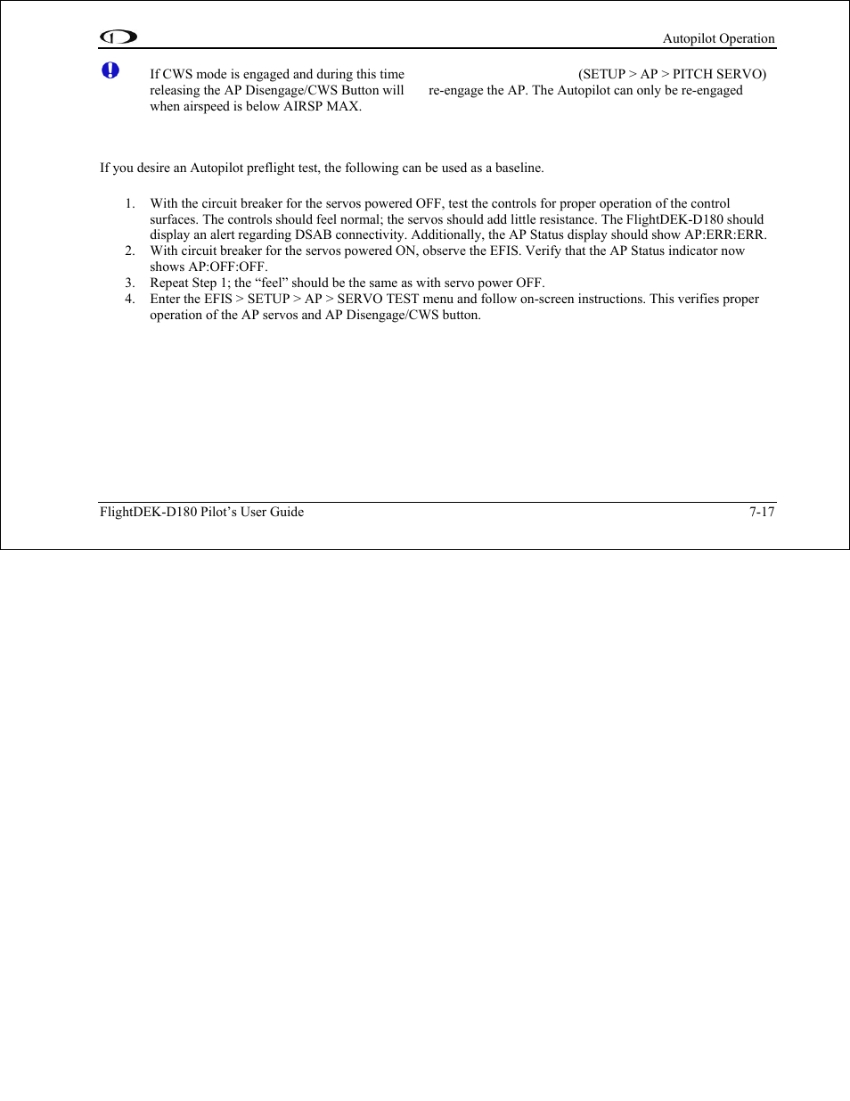 Optional preflight checklist, Optional preflight checklist -17 | Dynon Avionics FlightDEK-D180 Pilots Users Guide User Manual | Page 79 / 108