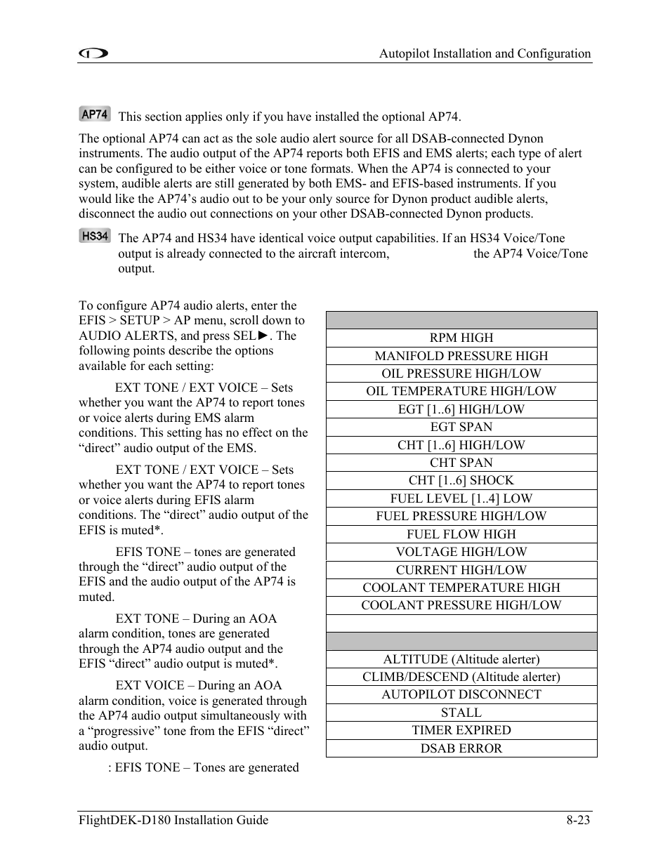 Step 6 - audio alerts configuration | Dynon Avionics FlightDEK-D180 Installation Guide User Manual | Page 107 / 154