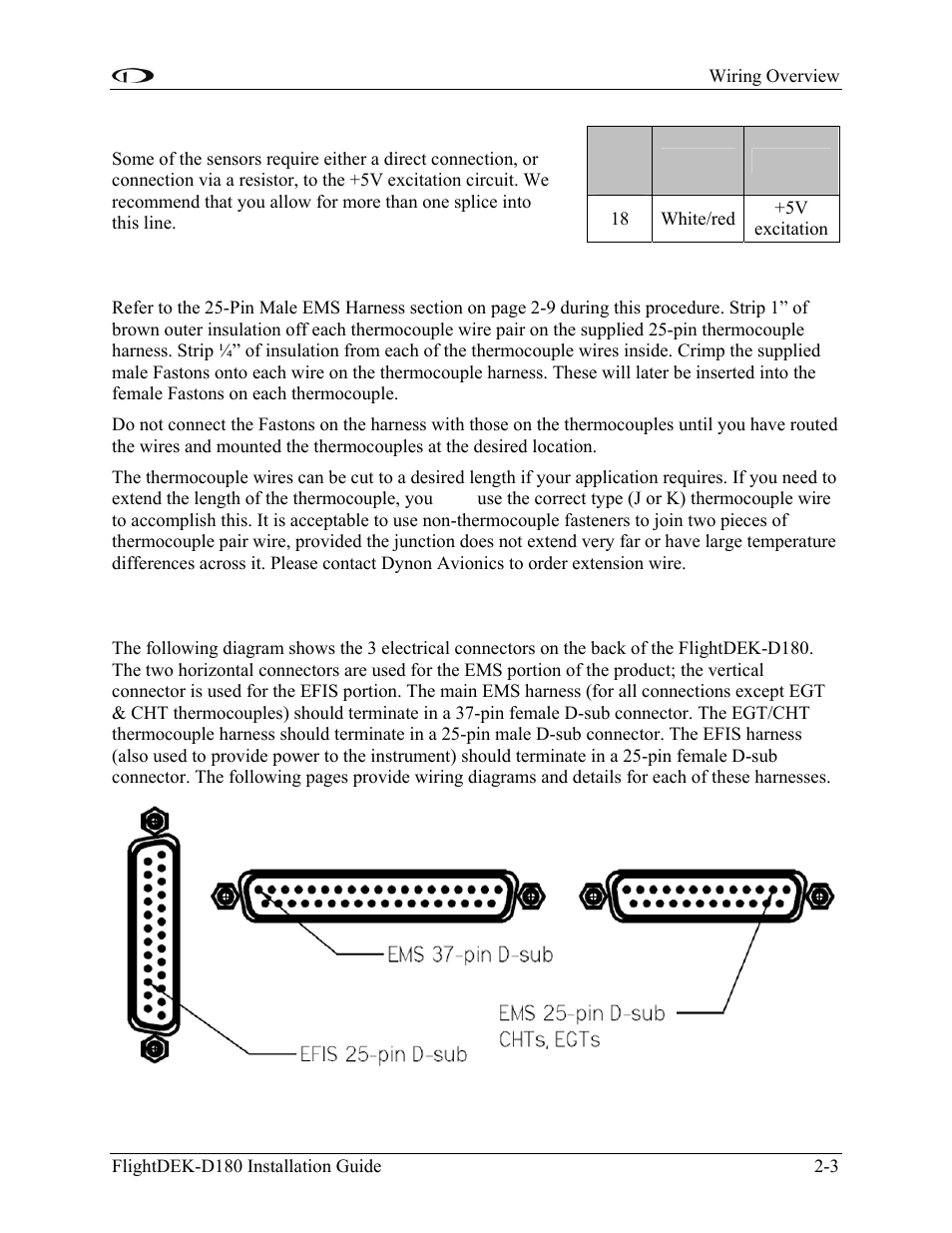 5v excitation, Thermocouple harness preparation, Harness mating | 5v excitation -3, Thermocouple harness preparation -3, Harness mating -3 | Dynon Avionics FlightDEK-D180 Installation Guide User Manual | Page 11 / 154