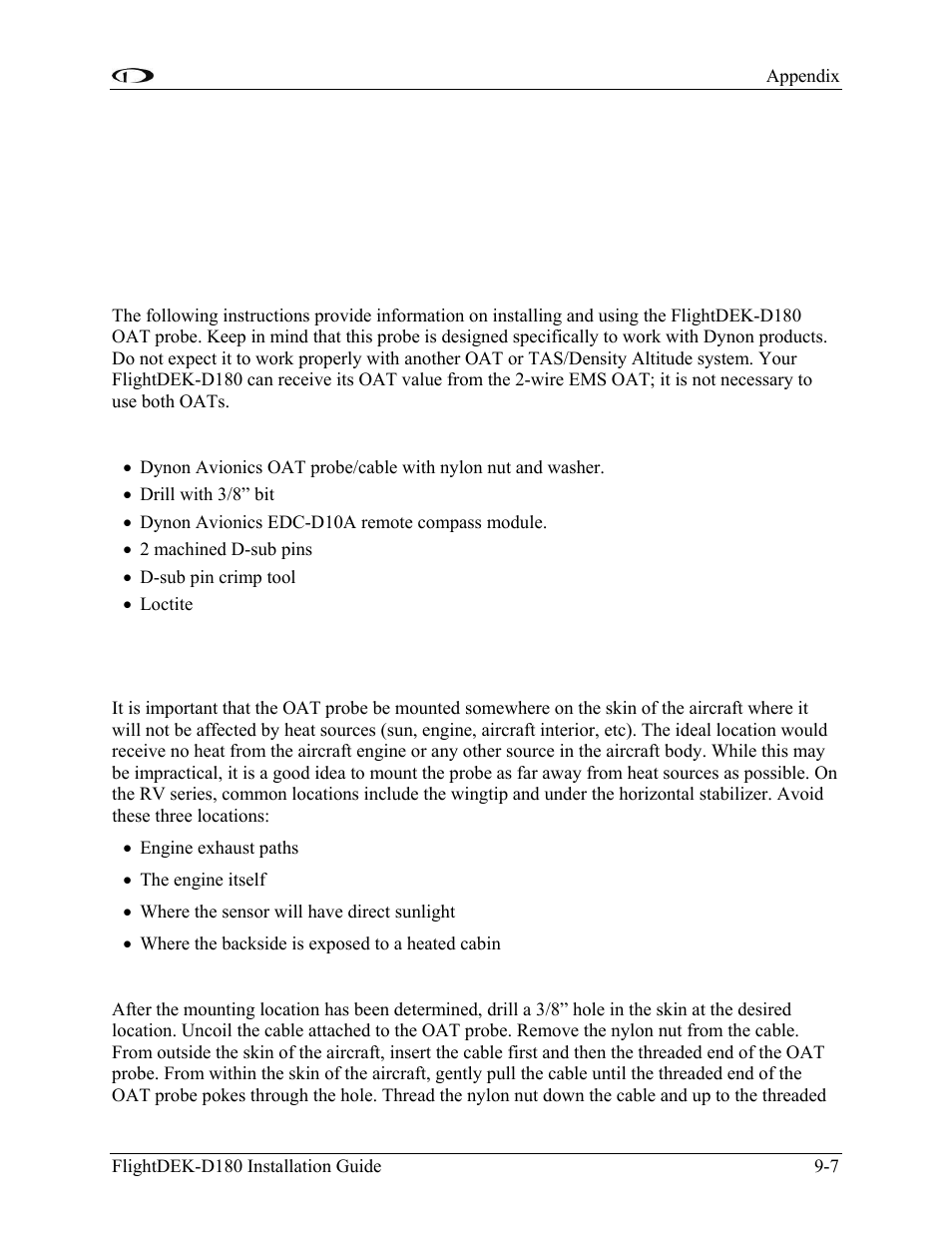 Tools and materials required, Installation, Mount location | Mounting instructions | Dynon Avionics FlightDEK-D180 Installation Guide User Manual | Page 123 / 154