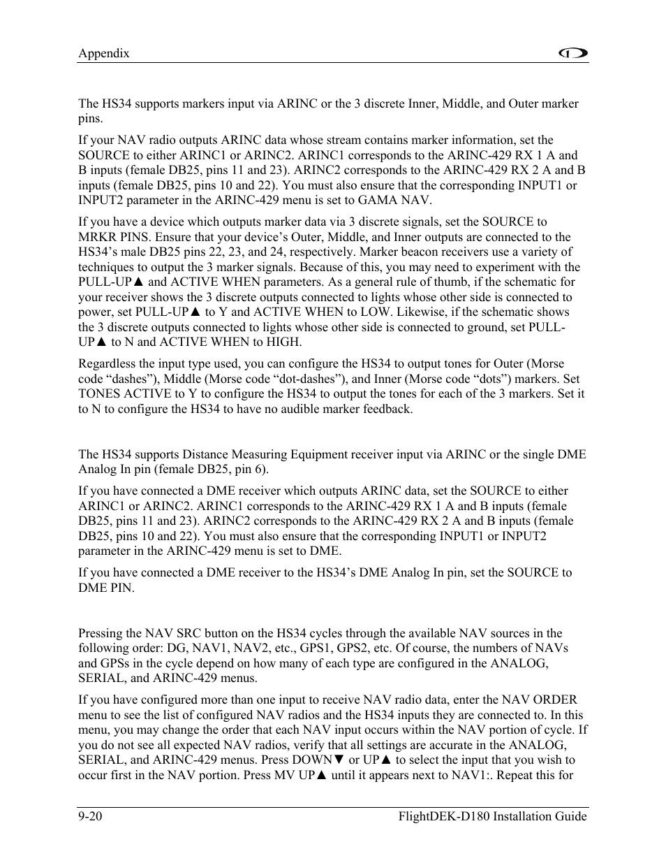 Markers configuration, Dme configuration, Gps and nav display order configuration | Dynon Avionics FlightDEK-D180 Installation Guide User Manual | Page 136 / 154