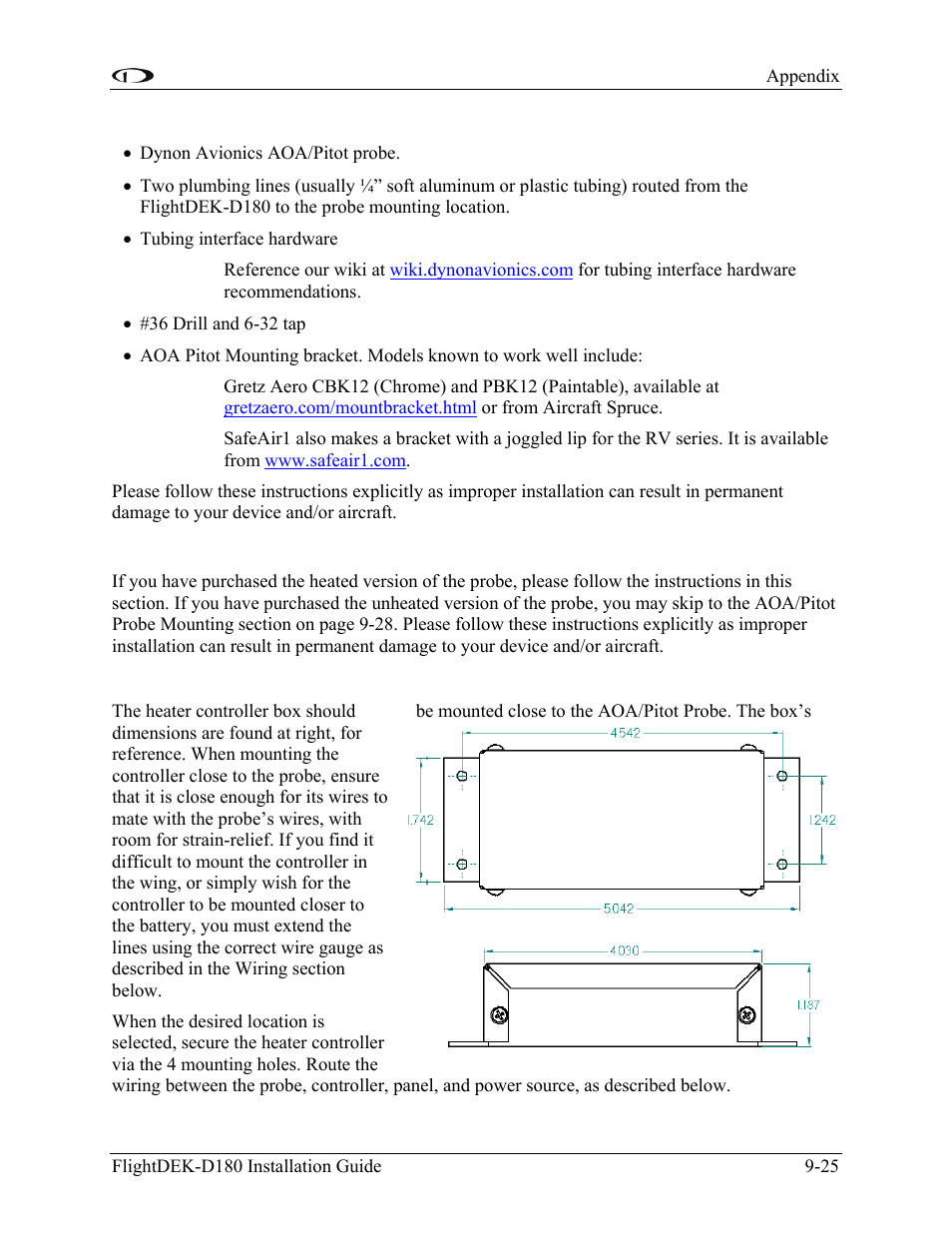 Tools and materials required, Heater controller wiring and mounting, Heater controller mounting | Dynon Avionics FlightDEK-D180 Installation Guide User Manual | Page 141 / 154