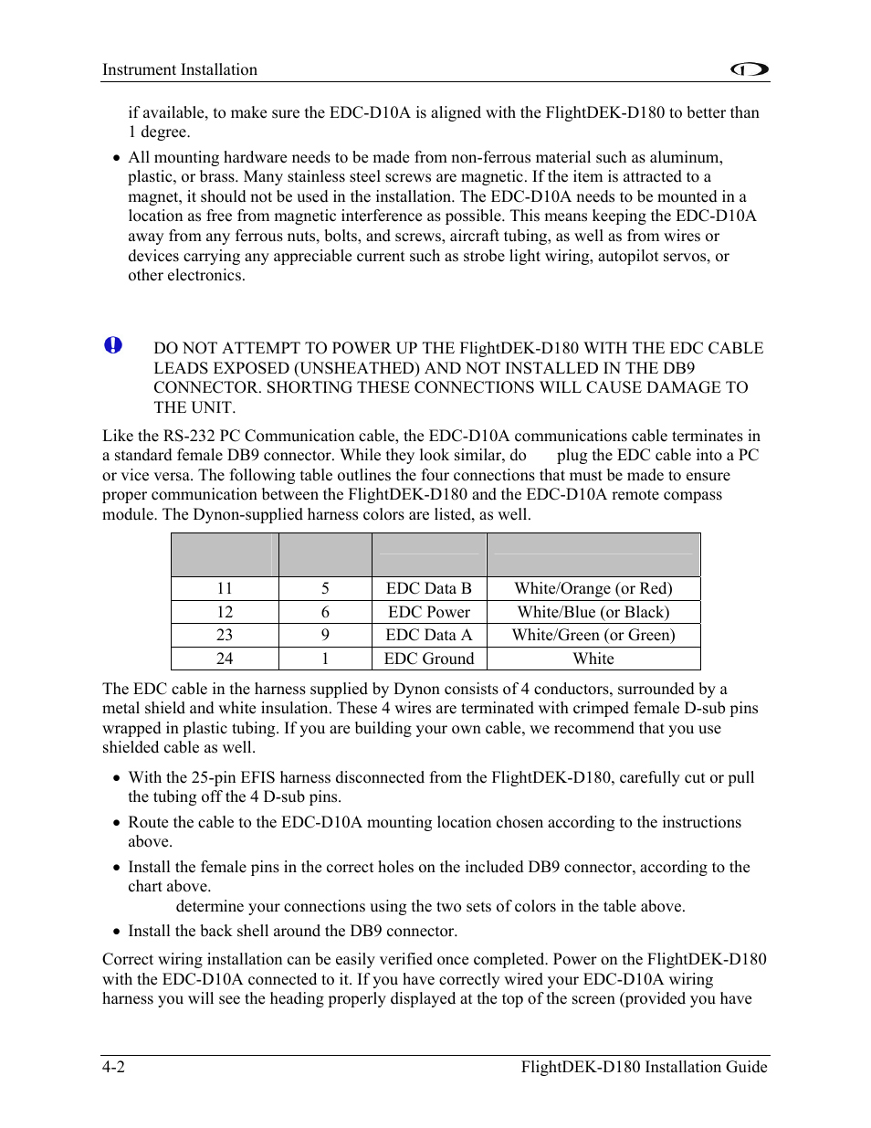 Edc-d10a communication cable, Edc-d10a communication cable -2 | Dynon Avionics FlightDEK-D180 Installation Guide User Manual | Page 40 / 154