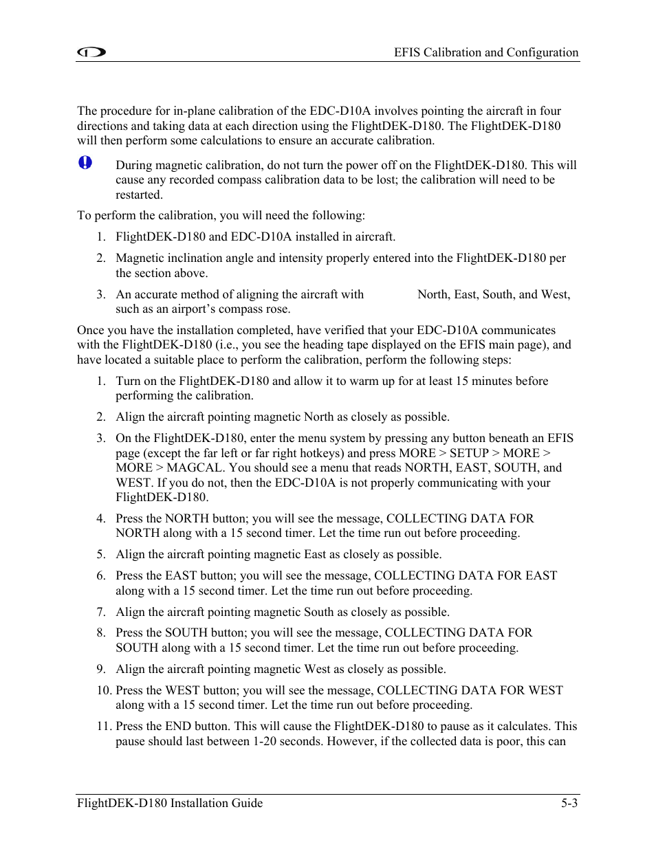 Edc-d10a heading calibration (on ground only) | Dynon Avionics FlightDEK-D180 Installation Guide User Manual | Page 55 / 154