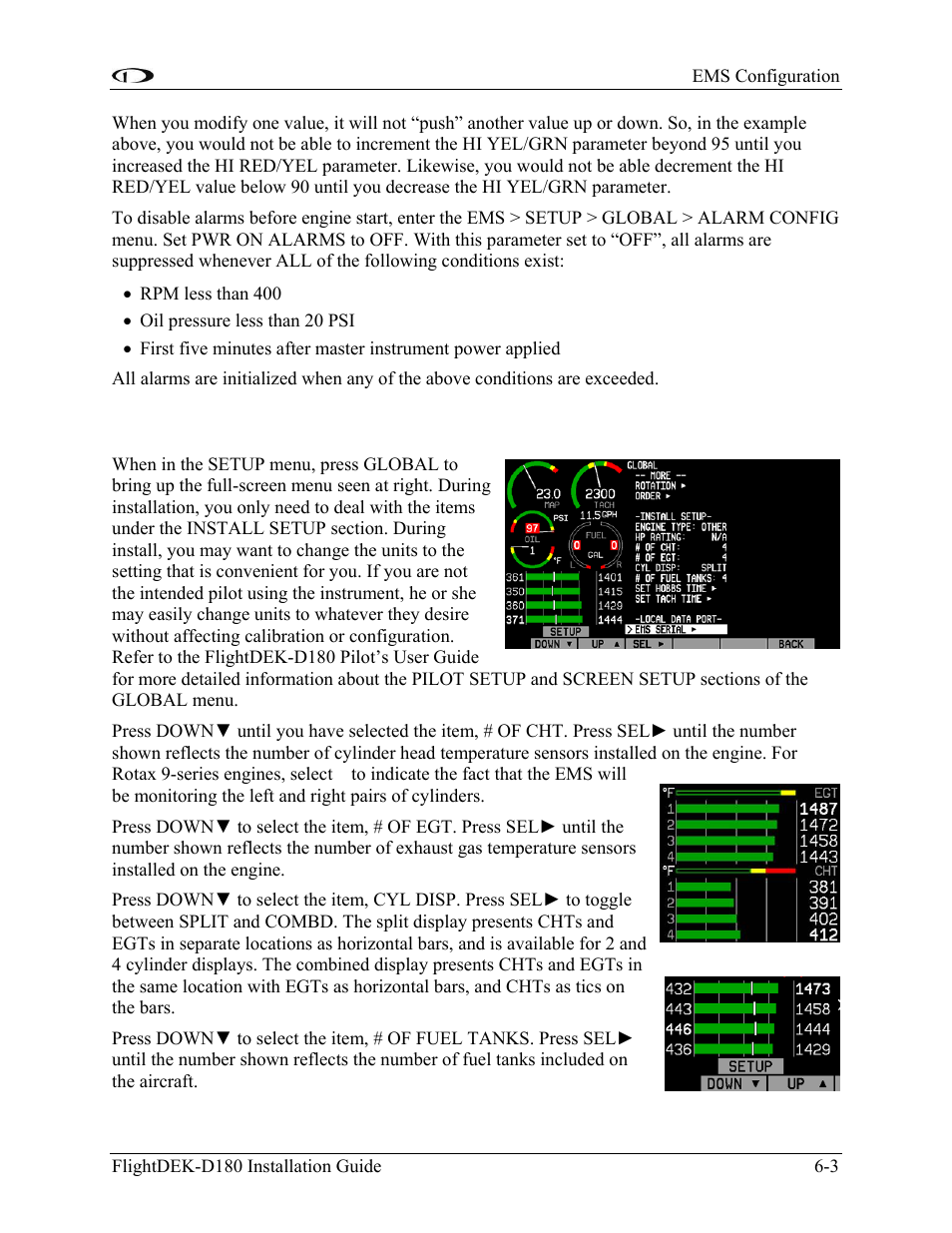 Global parameters setup, Global parameters setup -3 | Dynon Avionics FlightDEK-D180 Installation Guide User Manual | Page 61 / 154