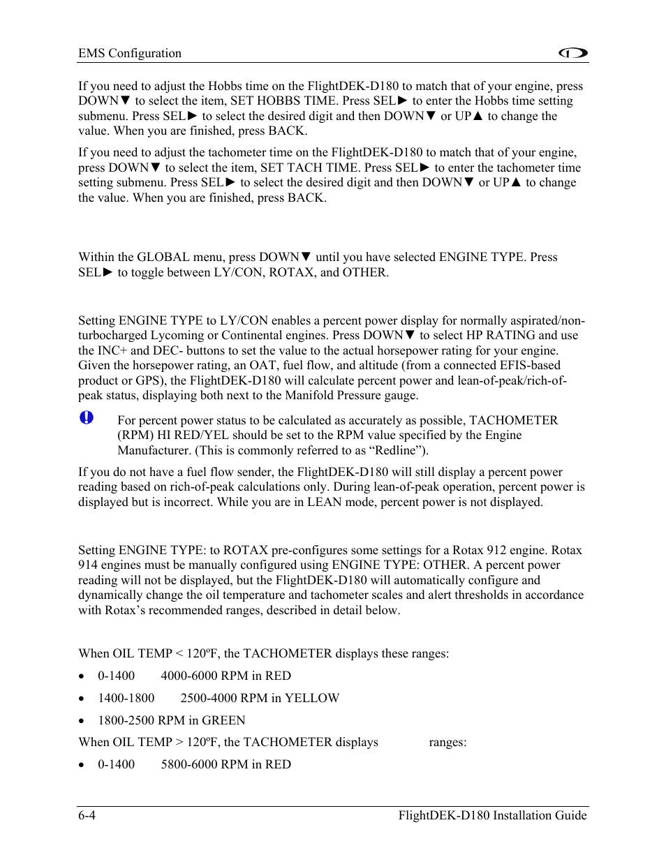 Engine type configuration, Engine type: ly/con, Engine type: rotax | Engine type configuration -4 | Dynon Avionics FlightDEK-D180 Installation Guide User Manual | Page 62 / 154