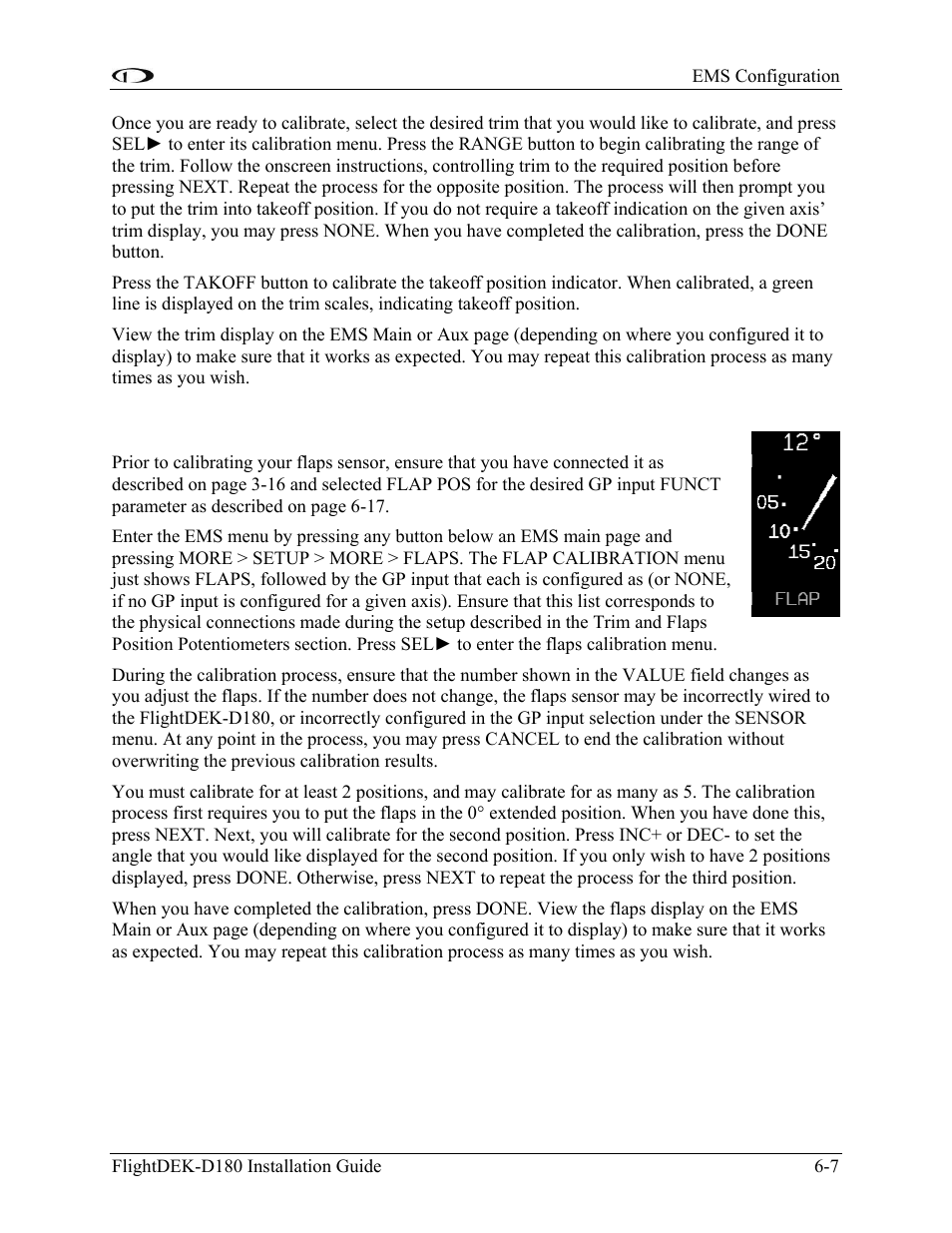 Flaps calibration, Flaps calibration -7 | Dynon Avionics FlightDEK-D180 Installation Guide User Manual | Page 65 / 154