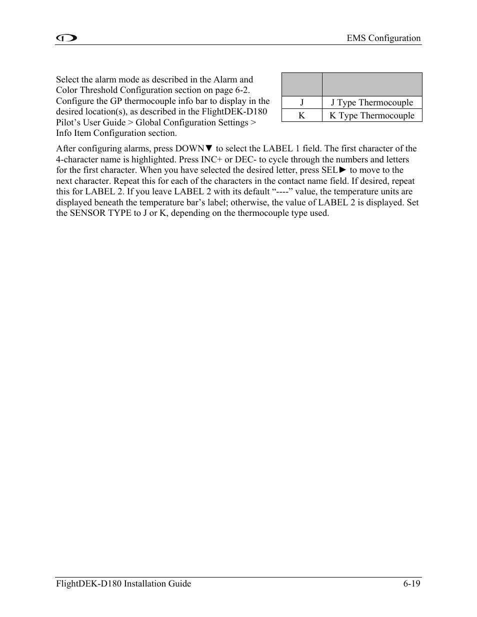 General purpose thermocouple, General purpose thermocouple -19 | Dynon Avionics FlightDEK-D180 Installation Guide User Manual | Page 77 / 154