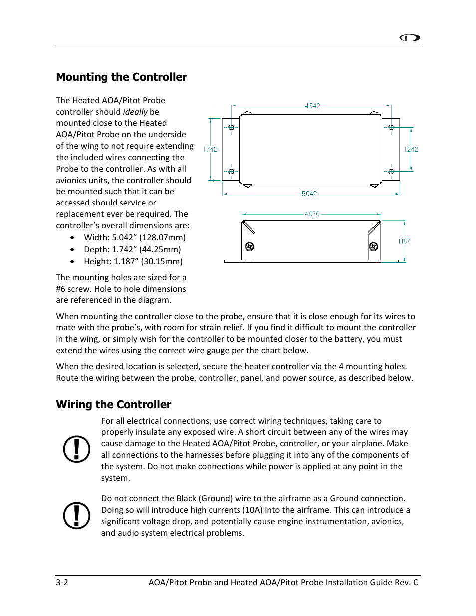 Mounting the controller -2, Wiring the controller -2 | Dynon Avionics Heated AOA/Pitot Probe User Manual | Page 16 / 29