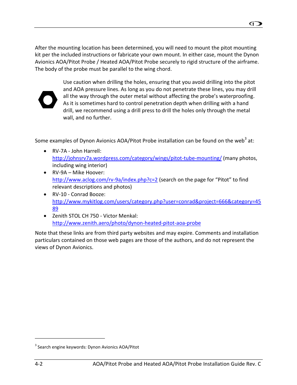 Mounting instructions -2 | Dynon Avionics Heated AOA/Pitot Probe User Manual | Page 22 / 29