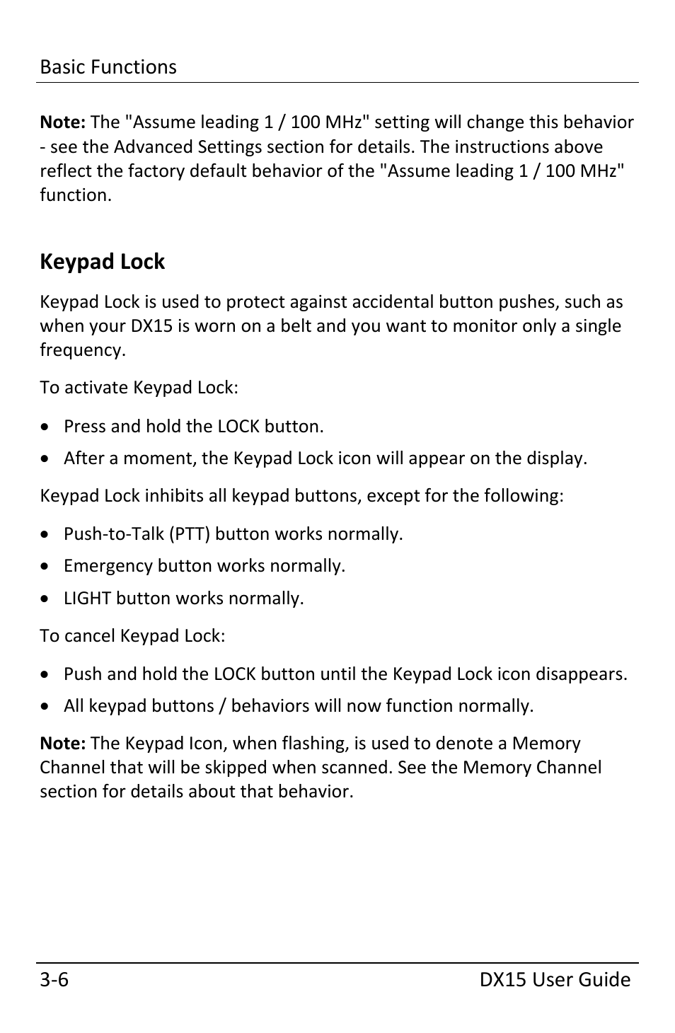 Keypad lock, Keypad lock ‐6 | Dynon Avionics DX15 User Manual | Page 24 / 51