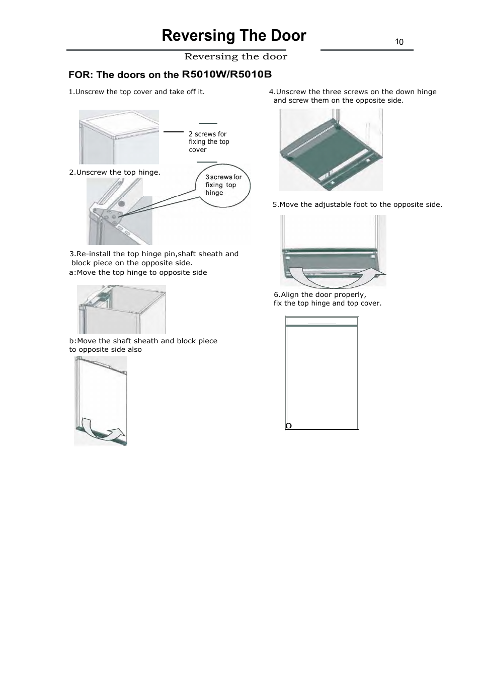 Reversing the door | Lec R5510W/S/B User Manual | Page 13 / 17