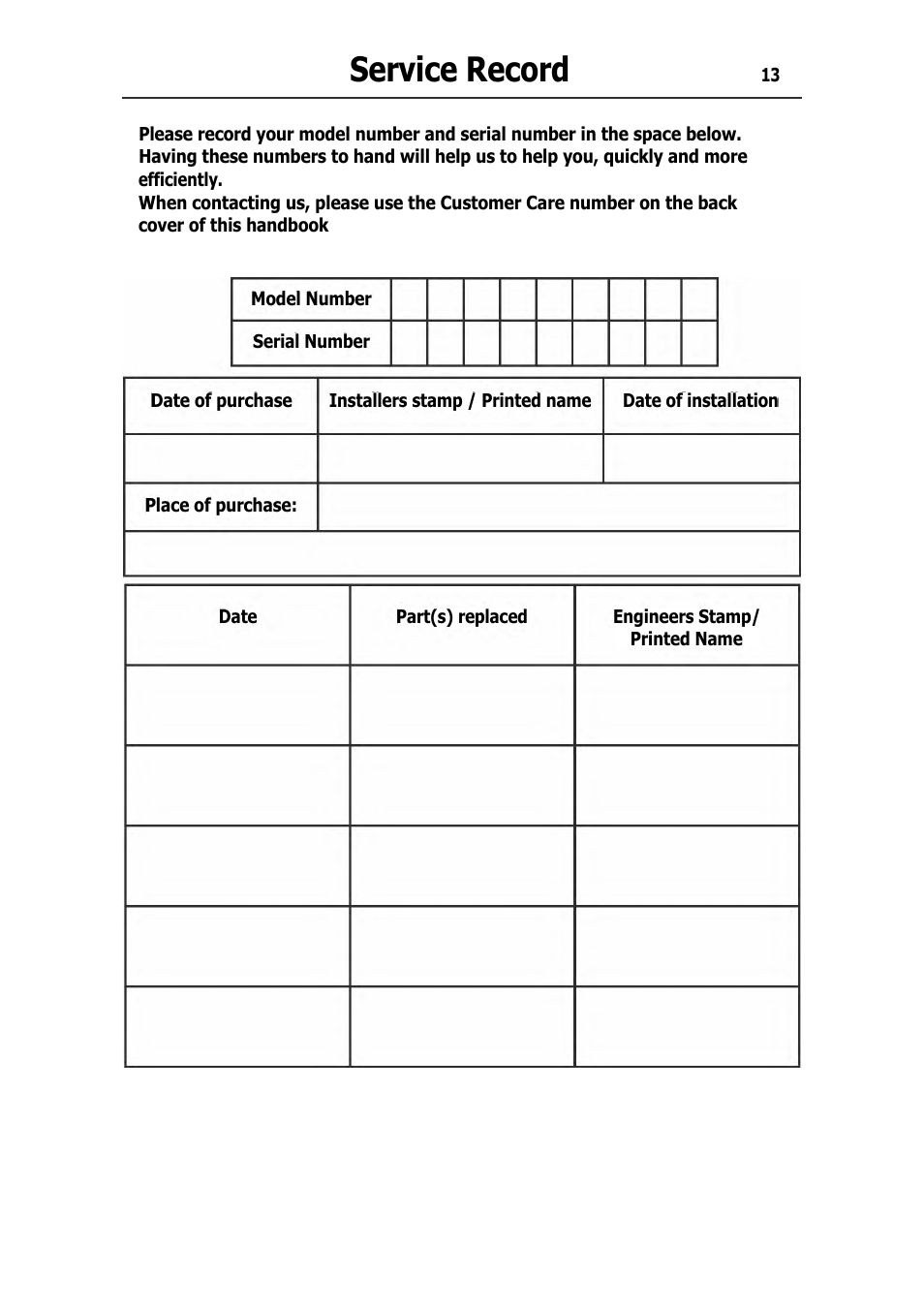 Service record | Lec R5510W/S/B User Manual | Page 16 / 17