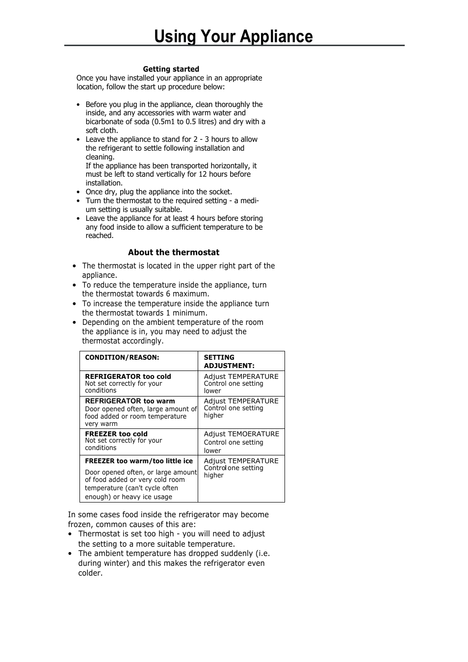 Using your appliance | Lec R5510W/S/B User Manual | Page 8 / 17