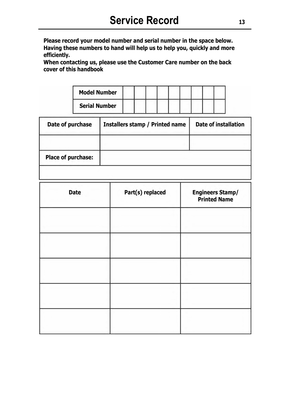 Service record | Lec L5510W/S/B User Manual | Page 16 / 17