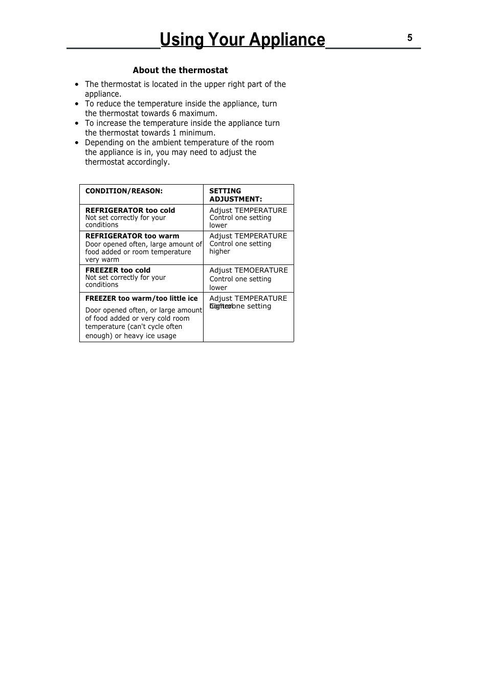 Using your appliance | Lec L5510W/S/B User Manual | Page 8 / 17