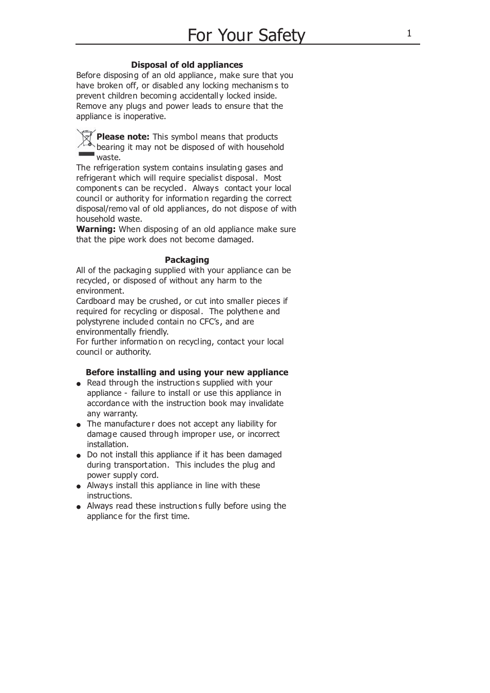 For your safety | Lec TL55142W User Manual | Page 4 / 16