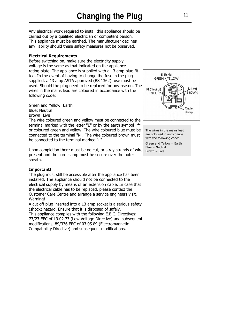 Changing the plug | Lec U5010W User Manual | Page 14 / 16