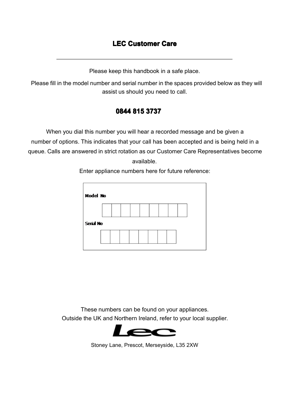 Lec CF300LW User Manual | Page 11 / 11