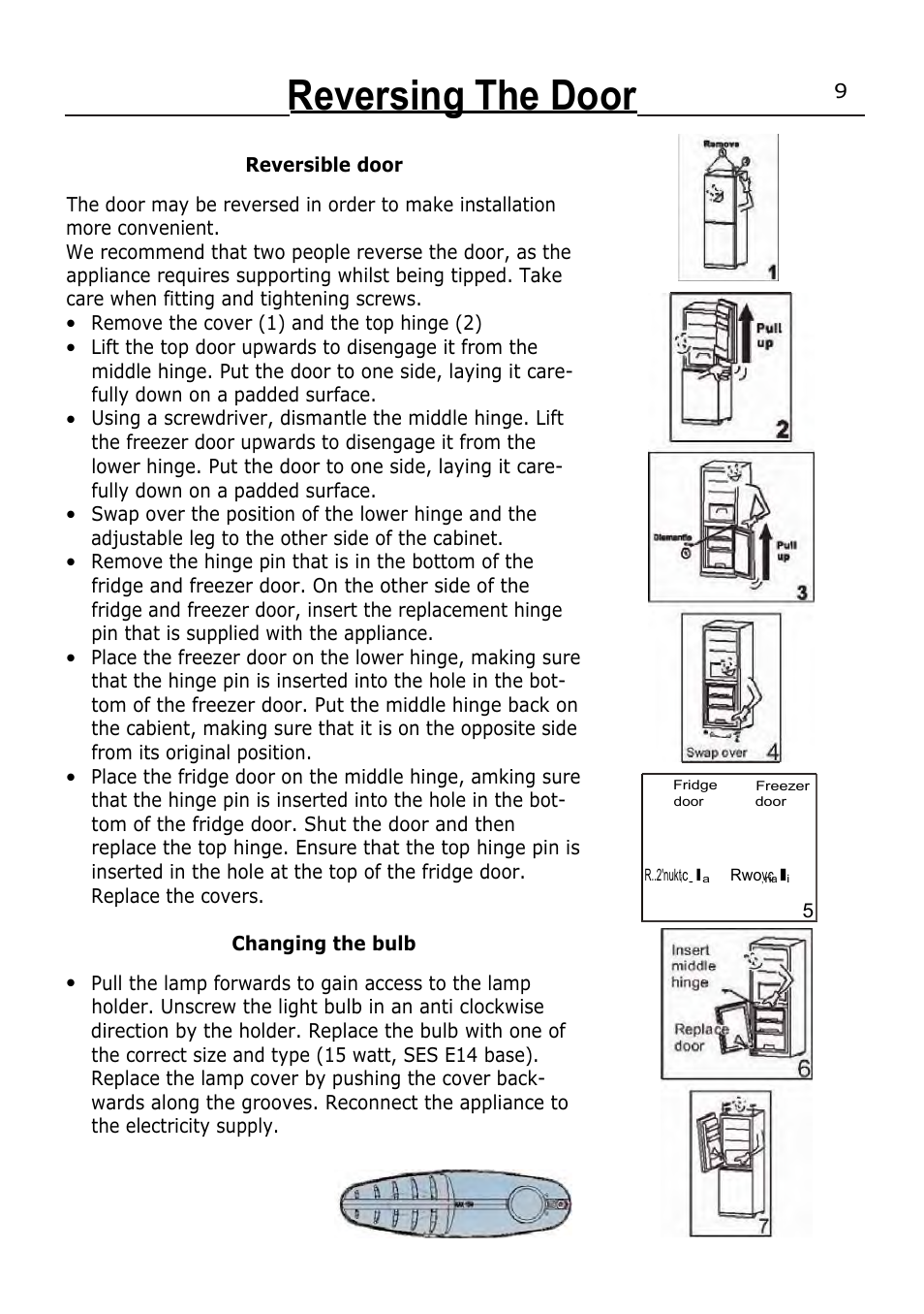 Reversing the door | Lec T5039W/B User Manual | Page 12 / 15