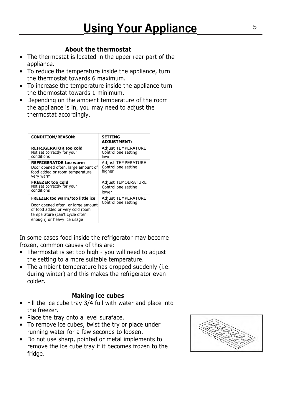 Using your appliance | Lec T5039W/B User Manual | Page 8 / 15