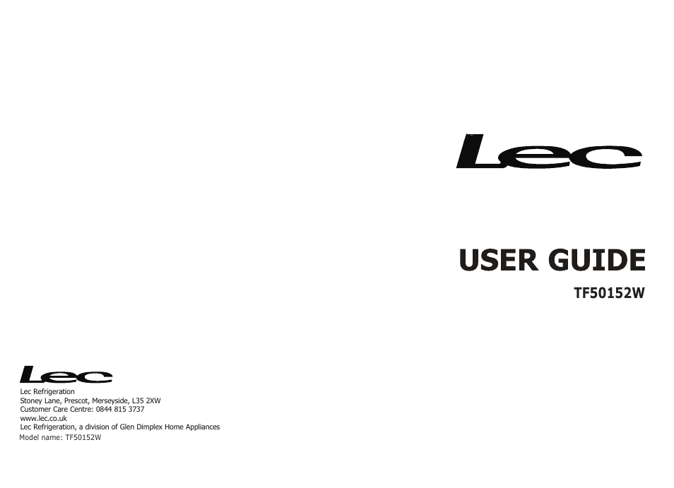 Lec TF50152W User Manual | 8 pages