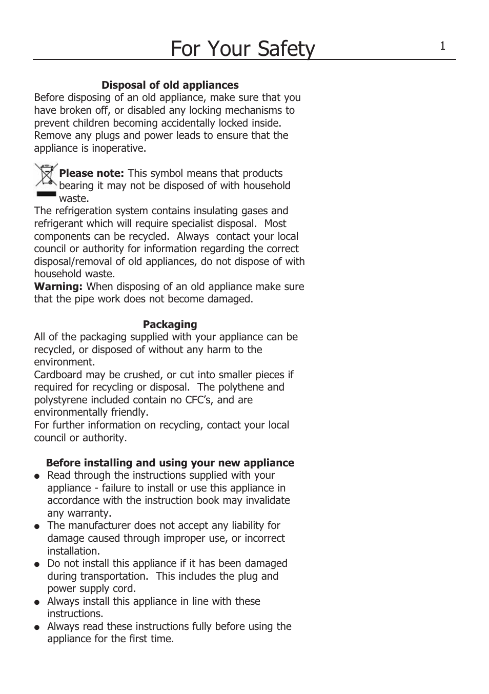 For your safety | Lec TF5517W/B/S User Manual | Page 5 / 17