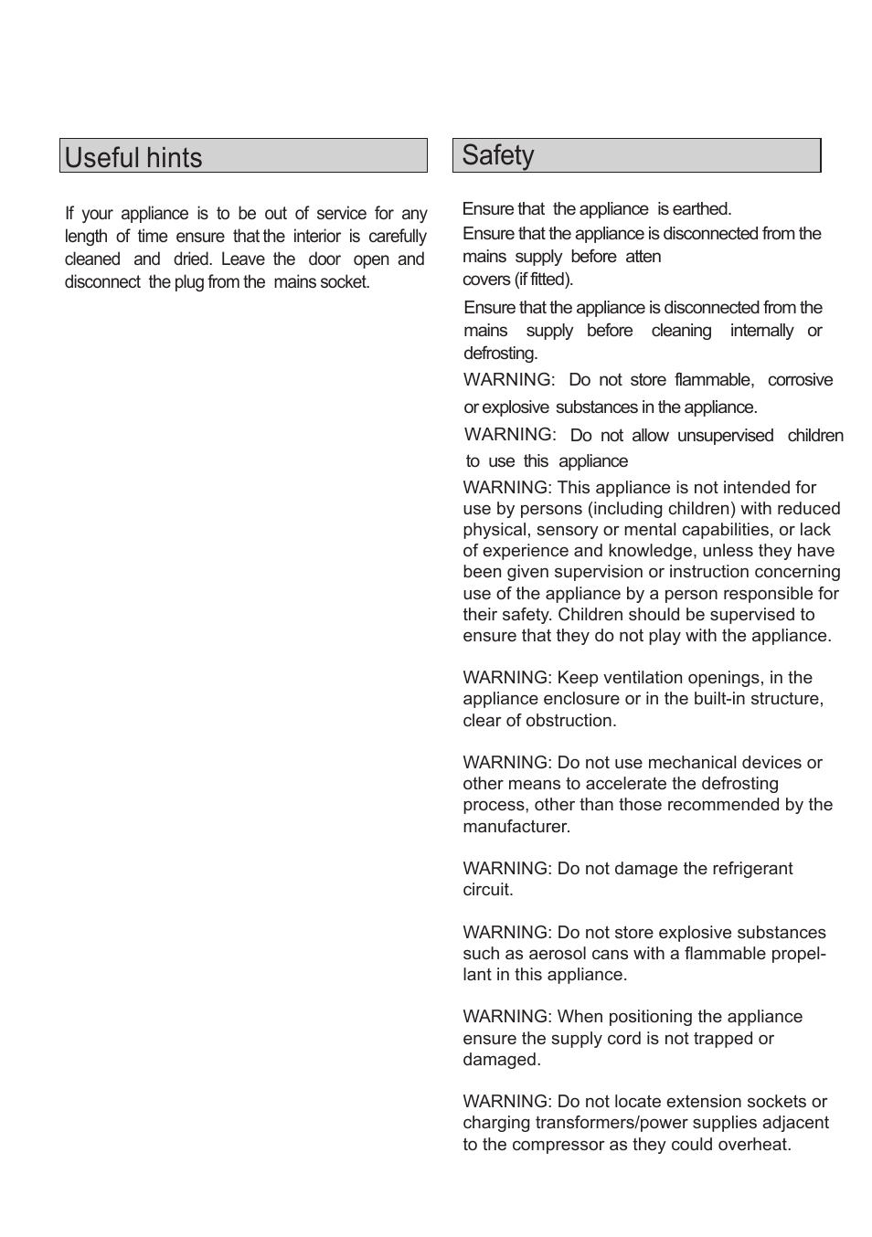 Lec df50g df50gc (ce-jc50g)说明书7.pdf, Useful hints safety | Lec DF72 User Manual | Page 10 / 14