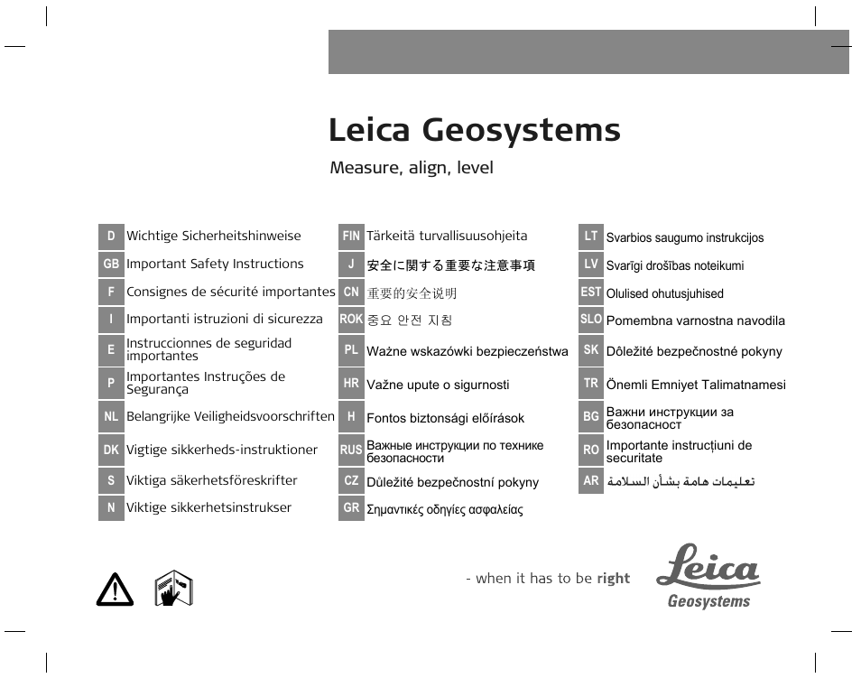 Leica Geosystems Laser class 2 products - Safety Manual User Manual | 32 pages