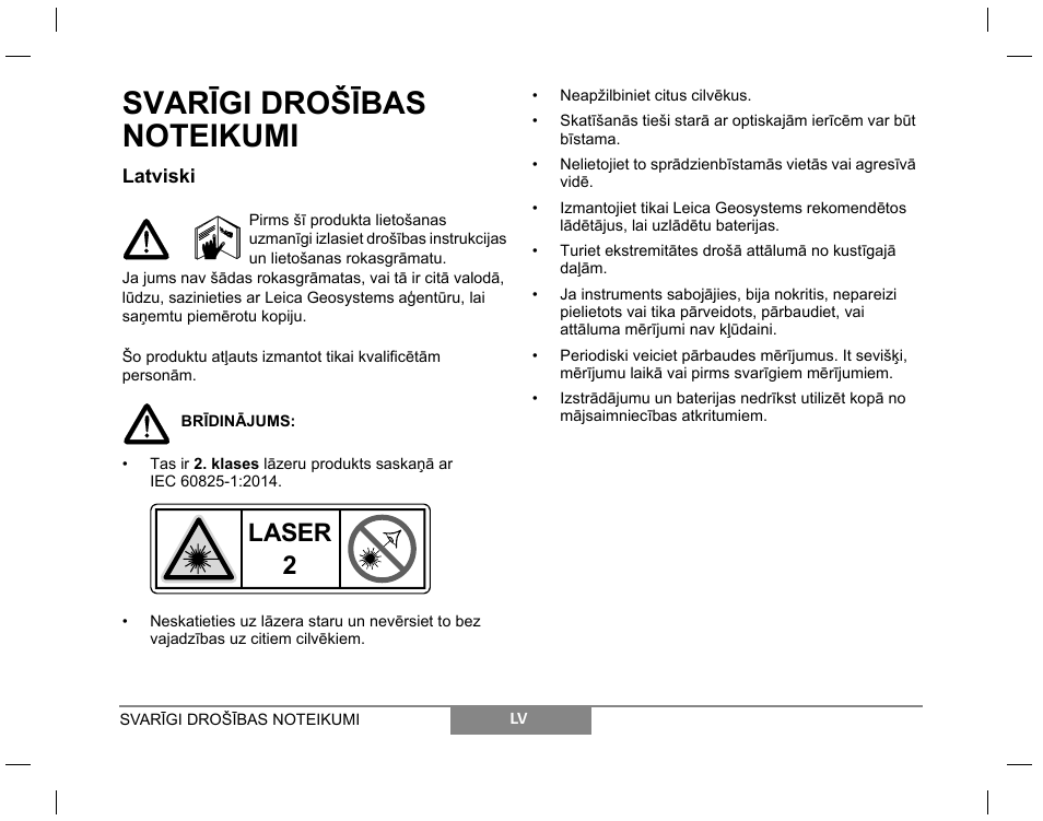 Laser | Leica Geosystems Laser class 2 products - Safety Manual User Manual | Page 24 / 32