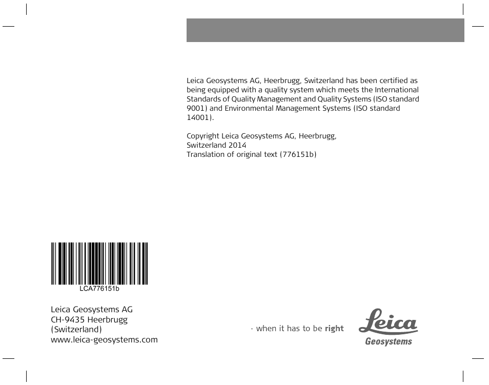 Leica Geosystems Laser class 2 products - Safety Manual User Manual | Page 32 / 32