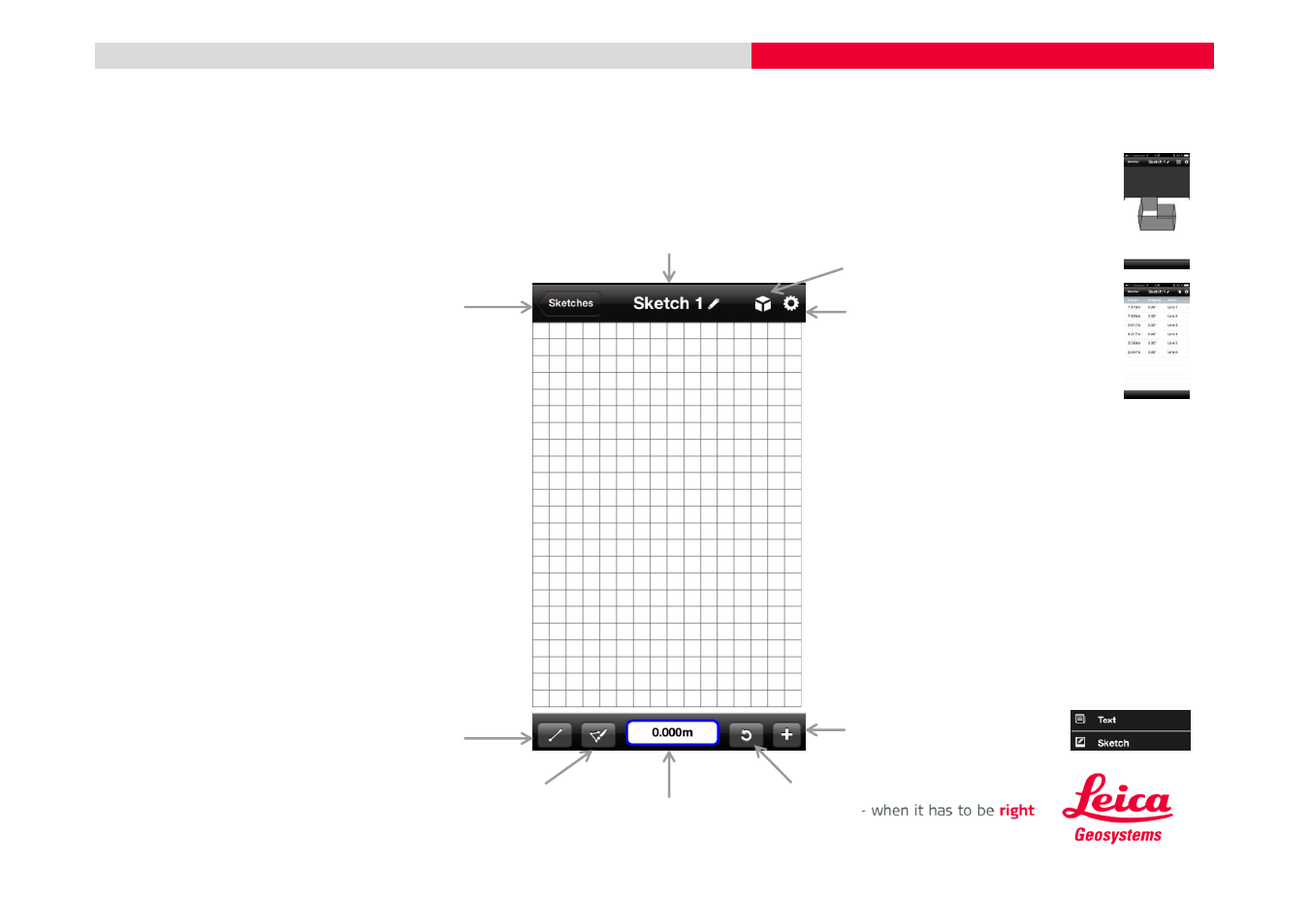 Leica disto™ sketch for ios sketch layout overview | Leica Geosystems DISTO + Bluetooth – getting started on iOS User Manual | Page 15 / 27