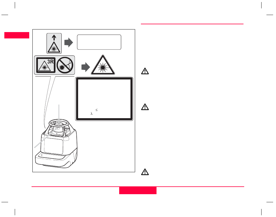 1) laser beam, 2) plumb beam, Electromagnetic compatibility (emc) | Leica Geosystems Roteo 20HV, 25H, 35, 35G User Manual | Page 26 / 31