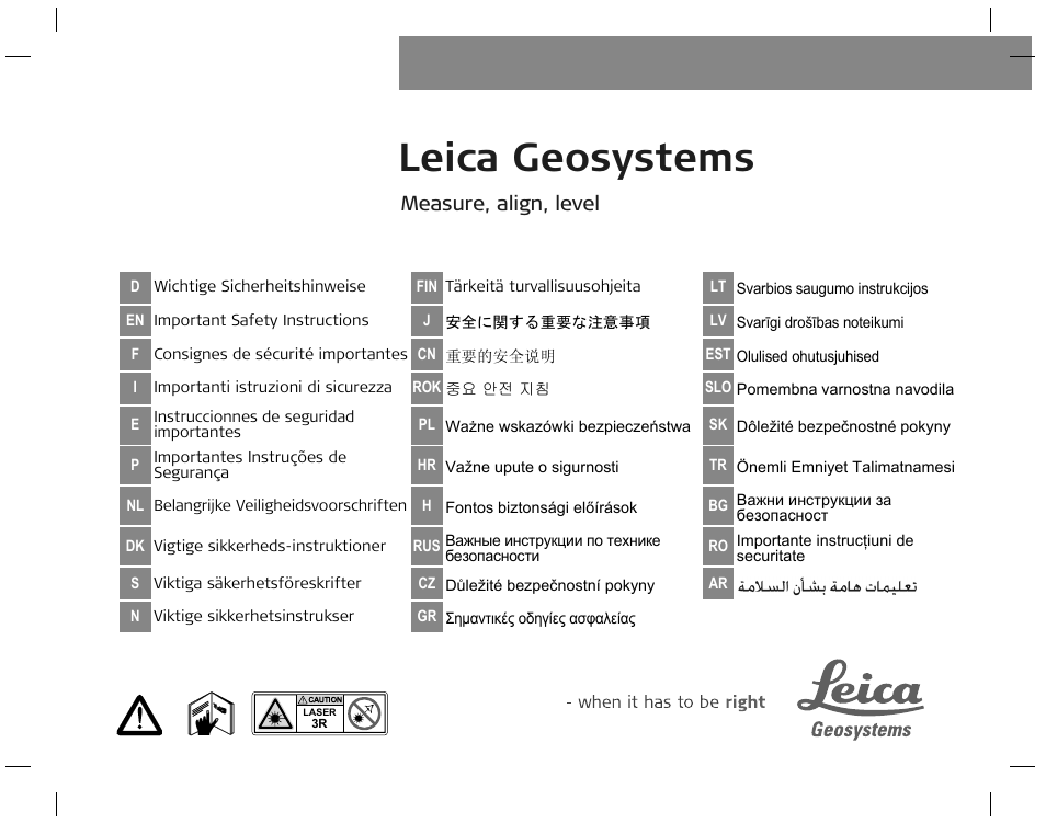 Leica Geosystems Laser class 3R products - Safety Manual User Manual | 32 pages