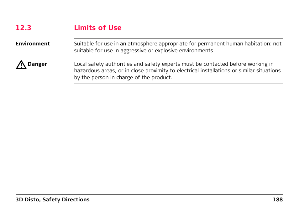 3 limits of use, Limits of use | Leica Geosystems Leica 3D Disto - Manual User Manual | Page 188 / 219