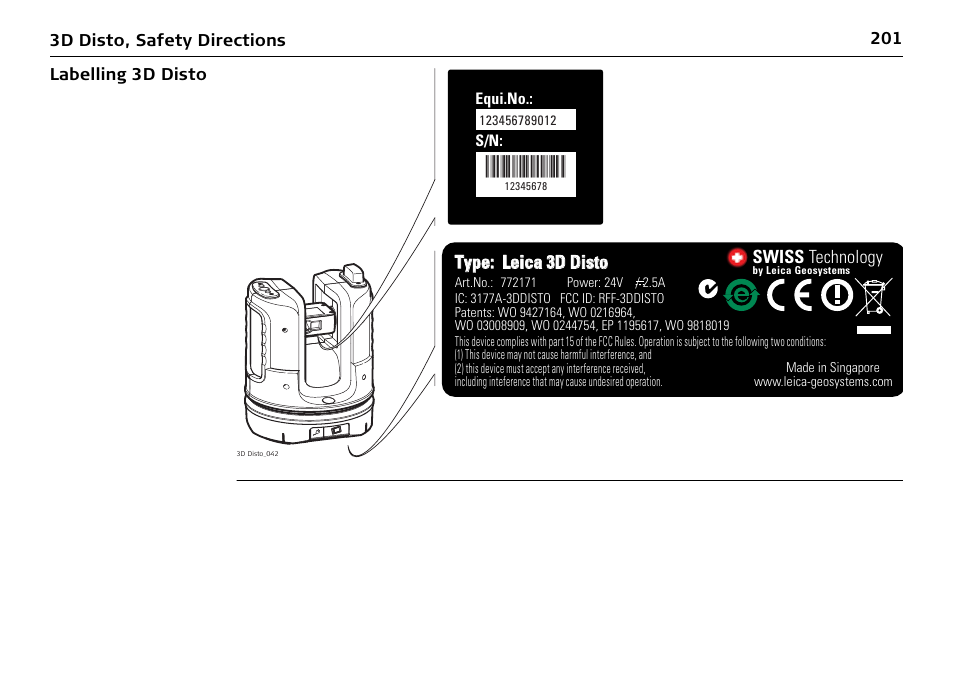Swiss technology, Type, Type: leica 3d disto leica 3d disto | Leica Geosystems Leica 3D Disto - Manual User Manual | Page 201 / 219