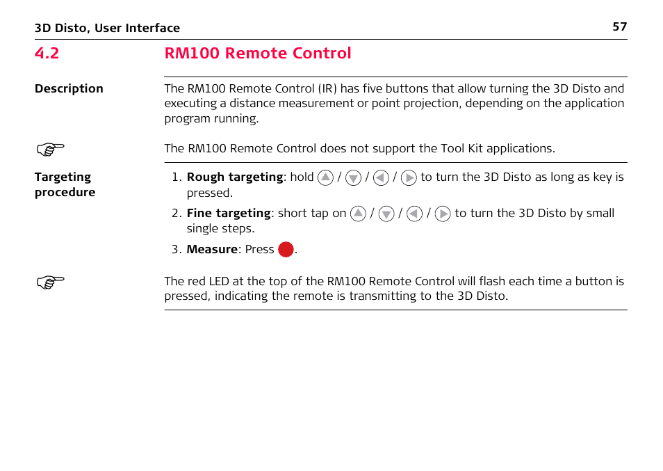 2 rm100 remote control, Rm100 remote control | Leica Geosystems Leica 3D Disto - Manual User Manual | Page 57 / 219
