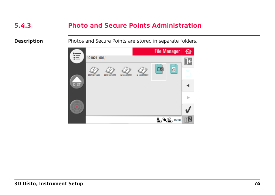 3 photo and secure points administration, Photo and secure points administration | Leica Geosystems Leica 3D Disto - Manual User Manual | Page 74 / 219