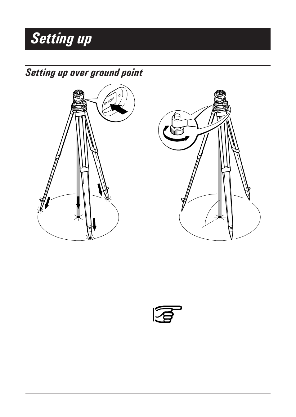 Setting up, Setting up over ground point | Leica Geosystems SNLL121 User Manual | Page 9 / 28