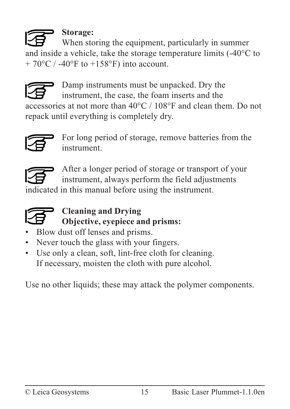 Leica Geosystems Basic Laser Plummet User Manual | Page 15 / 32