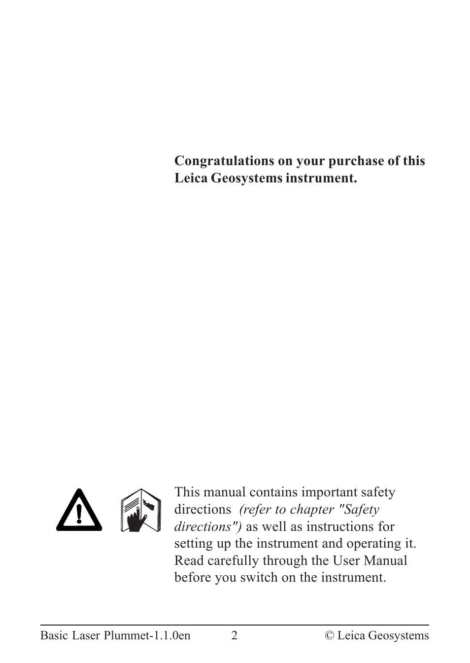 Leica Geosystems Basic Laser Plummet User Manual | Page 2 / 32