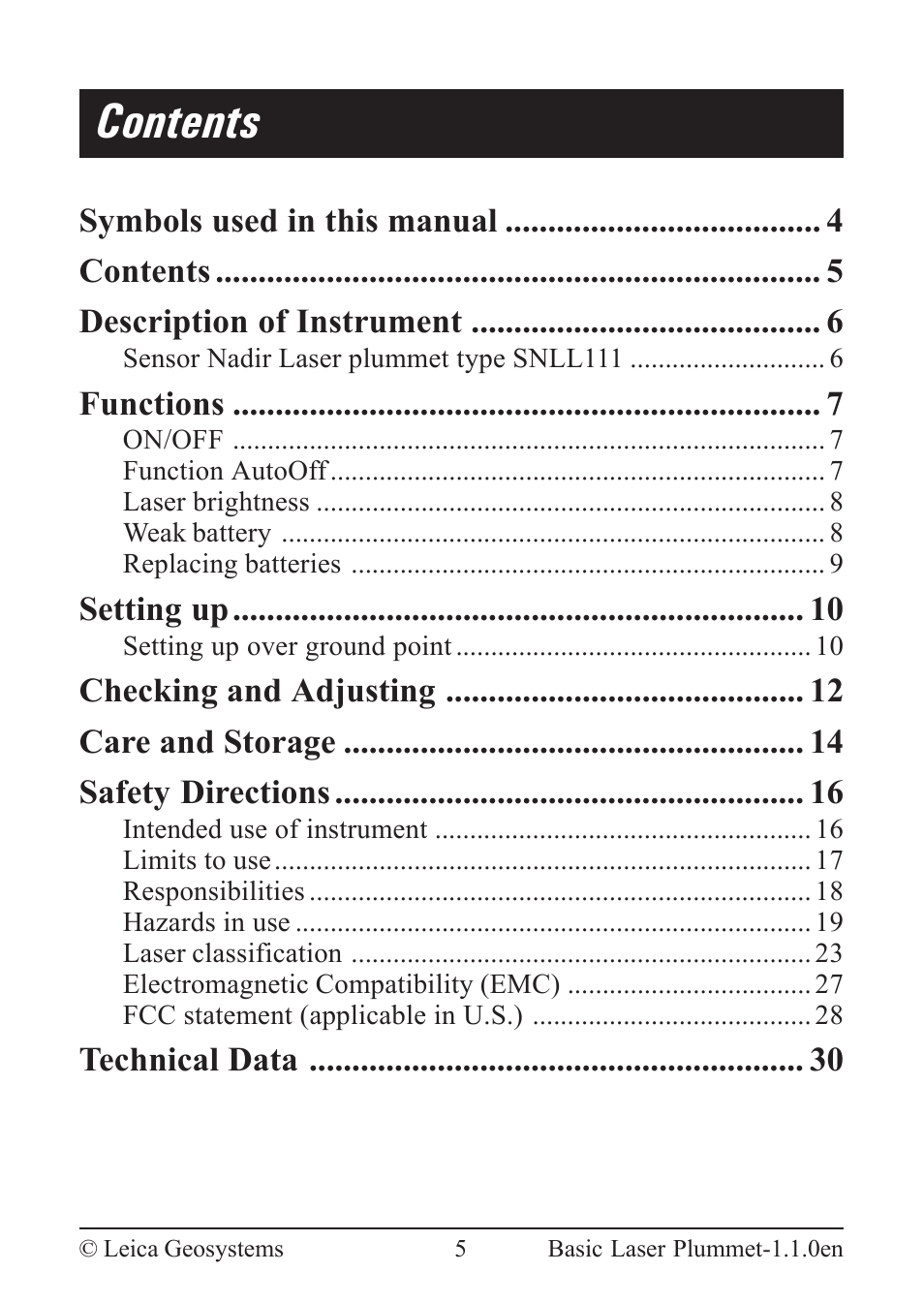 Leica Geosystems Basic Laser Plummet User Manual | Page 5 / 32
