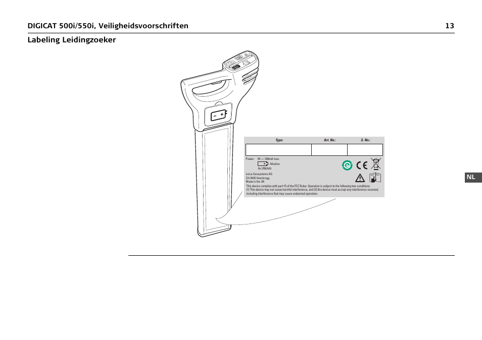 Labeling leidingzoeker | Leica Geosystems DIGICAT 500i/550i Safety Guide User Manual | Page 128 / 186