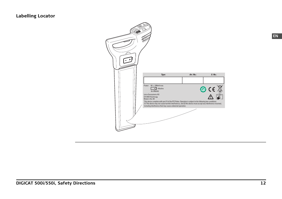 Labelling locator | Leica Geosystems DIGICAT 500i/550i Safety Guide User Manual | Page 13 / 186