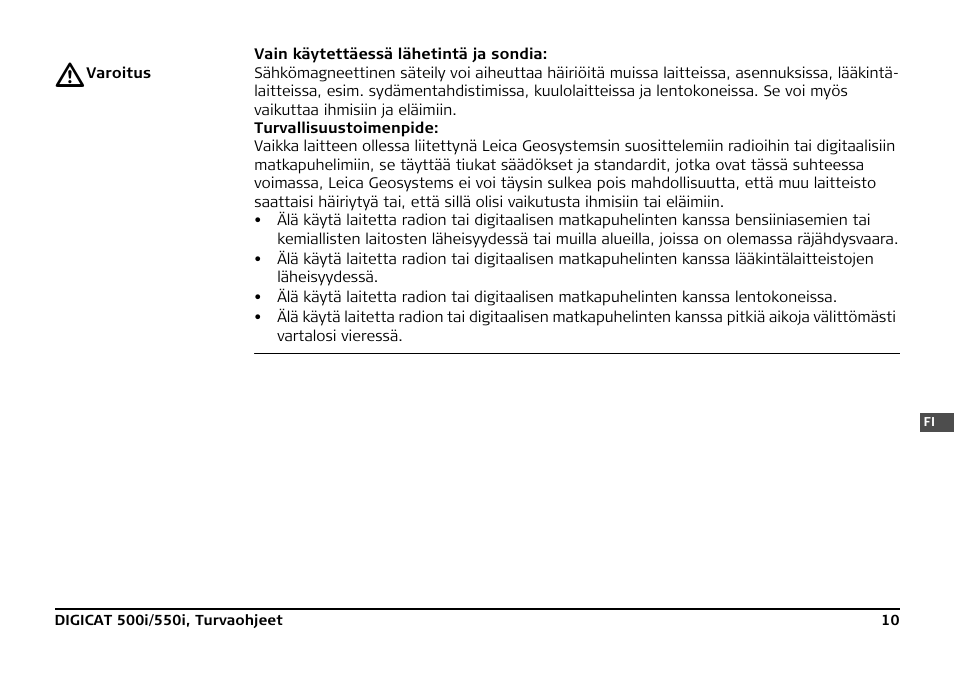 Leica Geosystems DIGICAT 500i/550i Safety Guide User Manual | Page 181 / 186