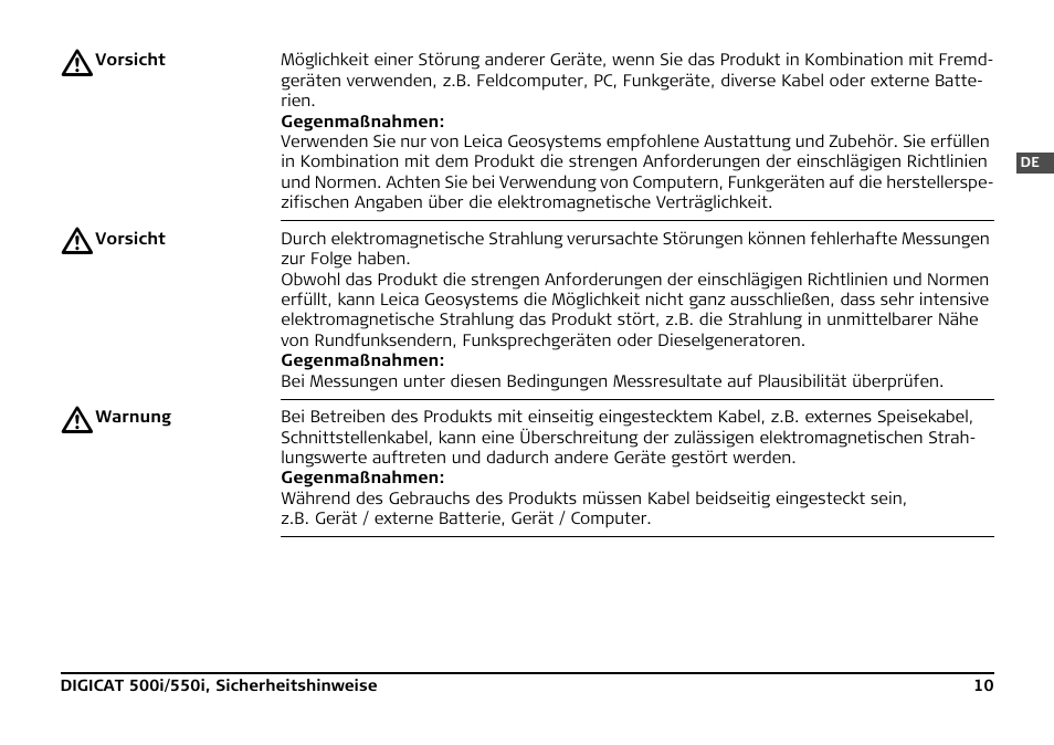 Leica Geosystems DIGICAT 500i/550i Safety Guide User Manual | Page 25 / 186