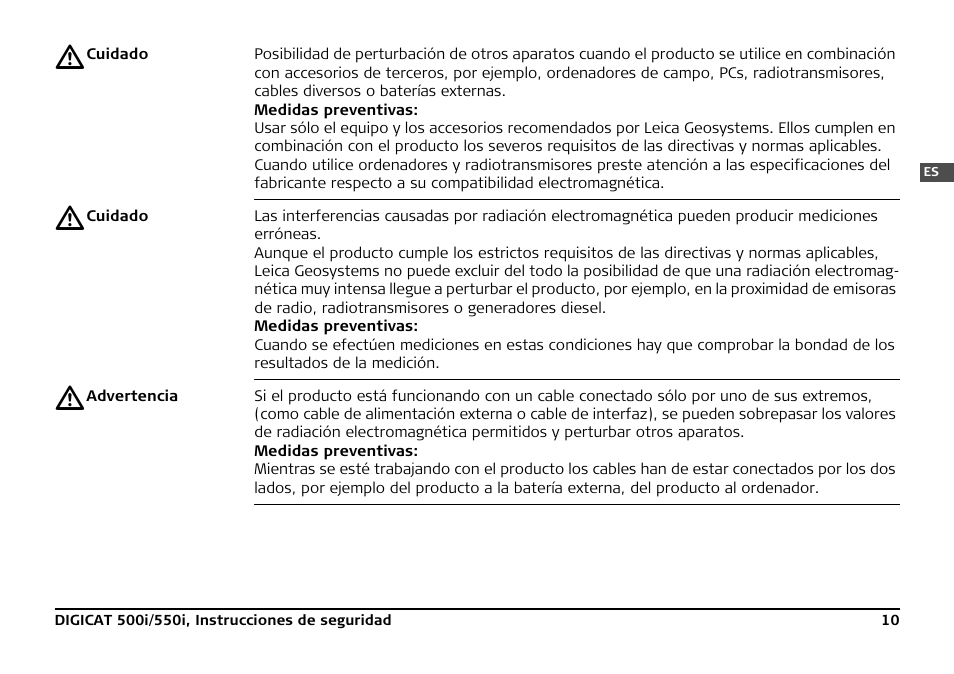 Leica Geosystems DIGICAT 500i/550i Safety Guide User Manual | Page 39 / 186