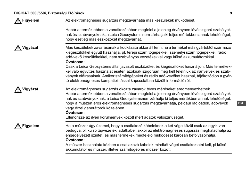 Leica Geosystems DIGICAT 500i/550i Safety Guide User Manual | Page 96 / 186