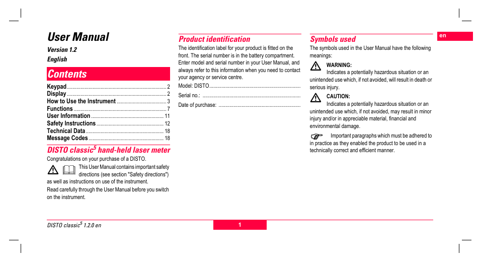 Leica Geosystems Leica DISTO Classic5 User Manual | 18 pages