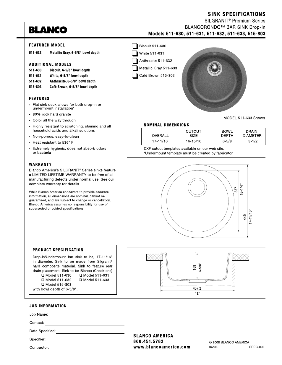Blanco Rondo 511-631 User Manual | 1 page